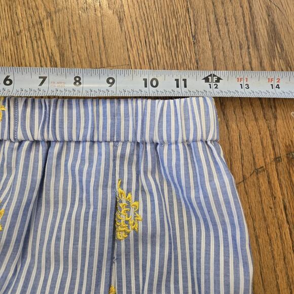 J Crew Striped Midi Skirt Blue Womens Size XS Pineapple Embroidered Lined - Picture 4 of 8